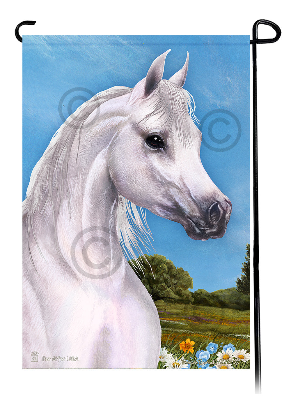 Arabian Horse Summer Flowers - Garden Flag