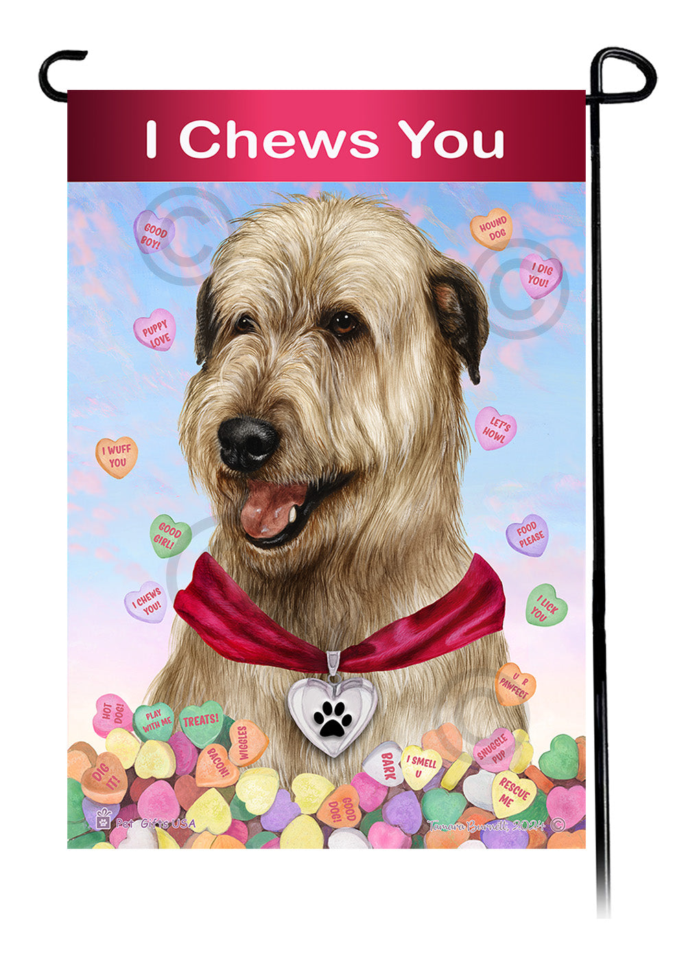 Irish Wolfhound Valentine Sweetheart - Garden Flag