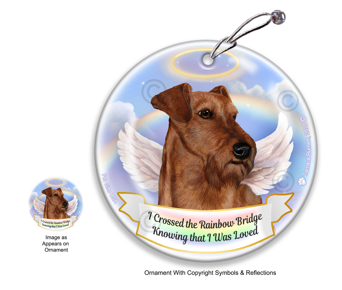 Irish Terrier Wheaten Rainbow Bridge Memorial Ornament