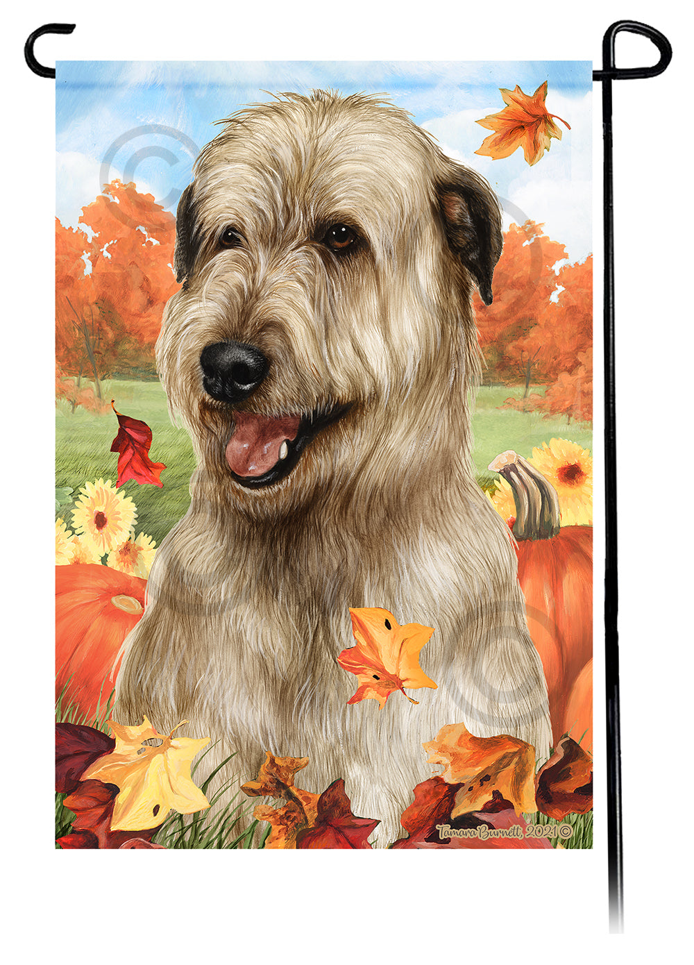 Irish Wolfhound Falling Leaves - Garden Flag