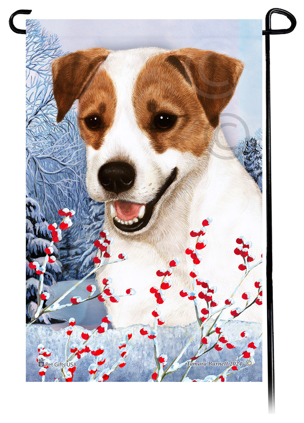 Jack Russell Terrier Winterberries - Garden Flag