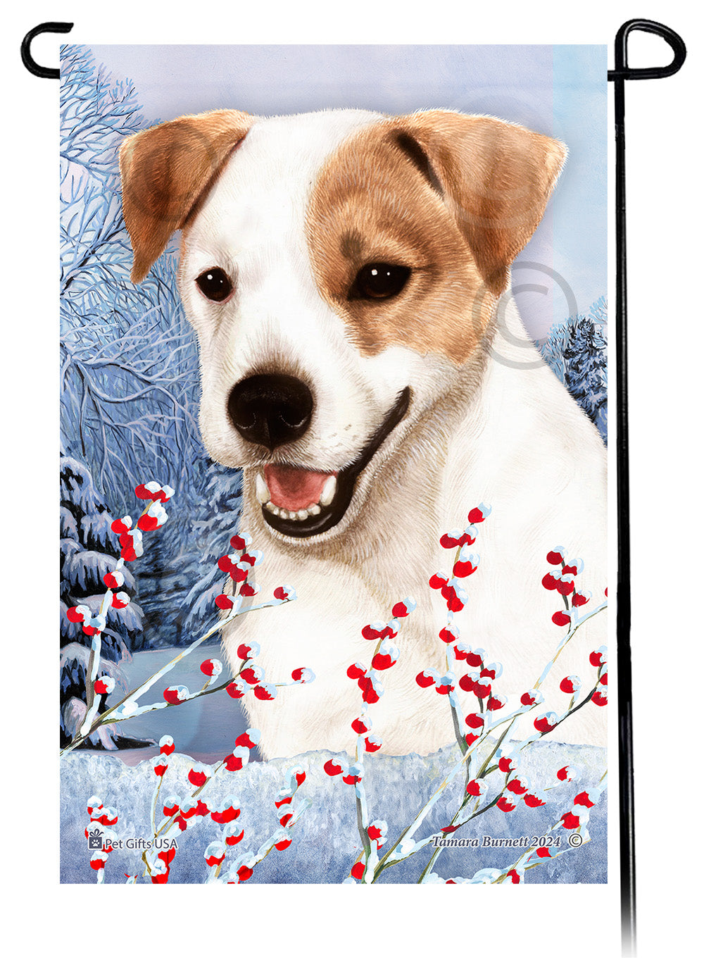 Jack Russell Terrier Winterberries - Garden Flag