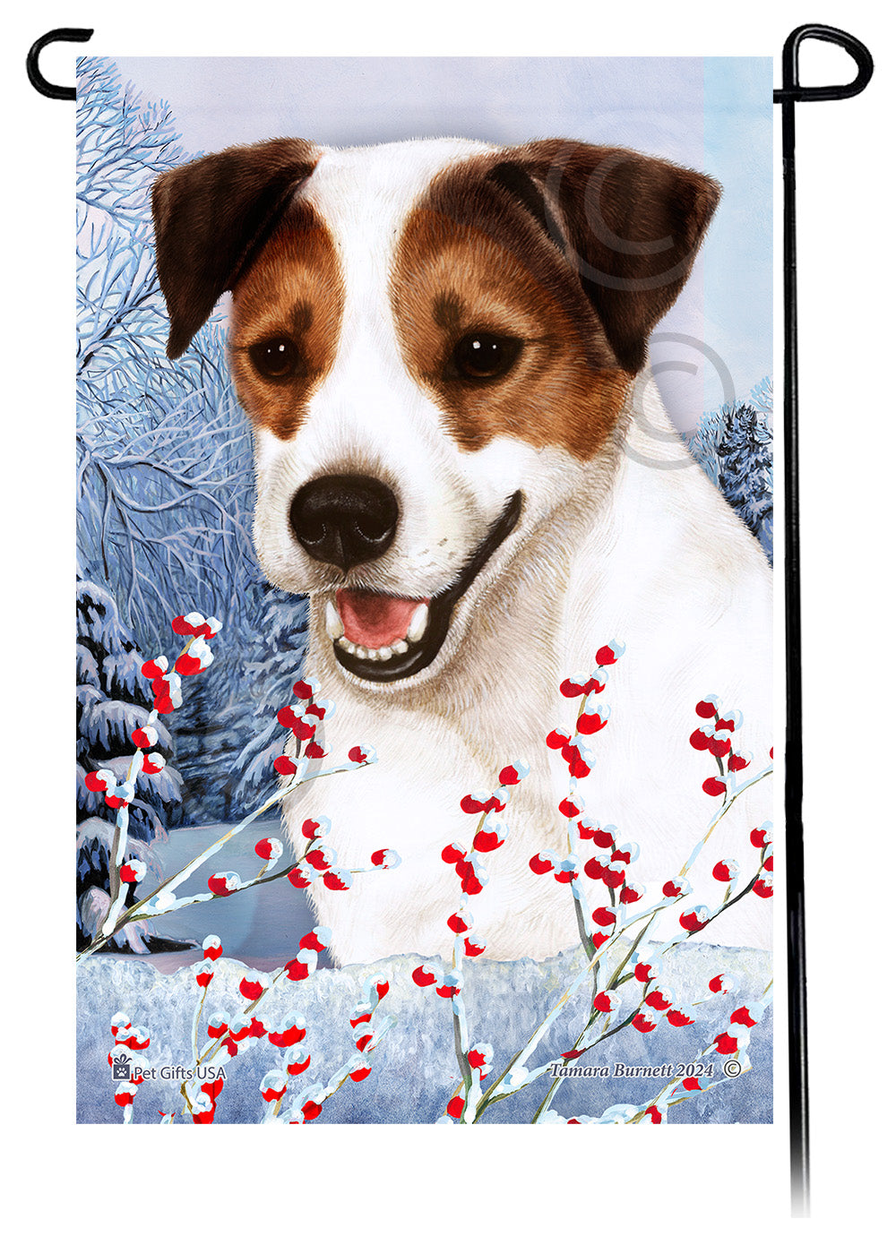 Jack Russell Terrier Winterberries - Garden Flag
