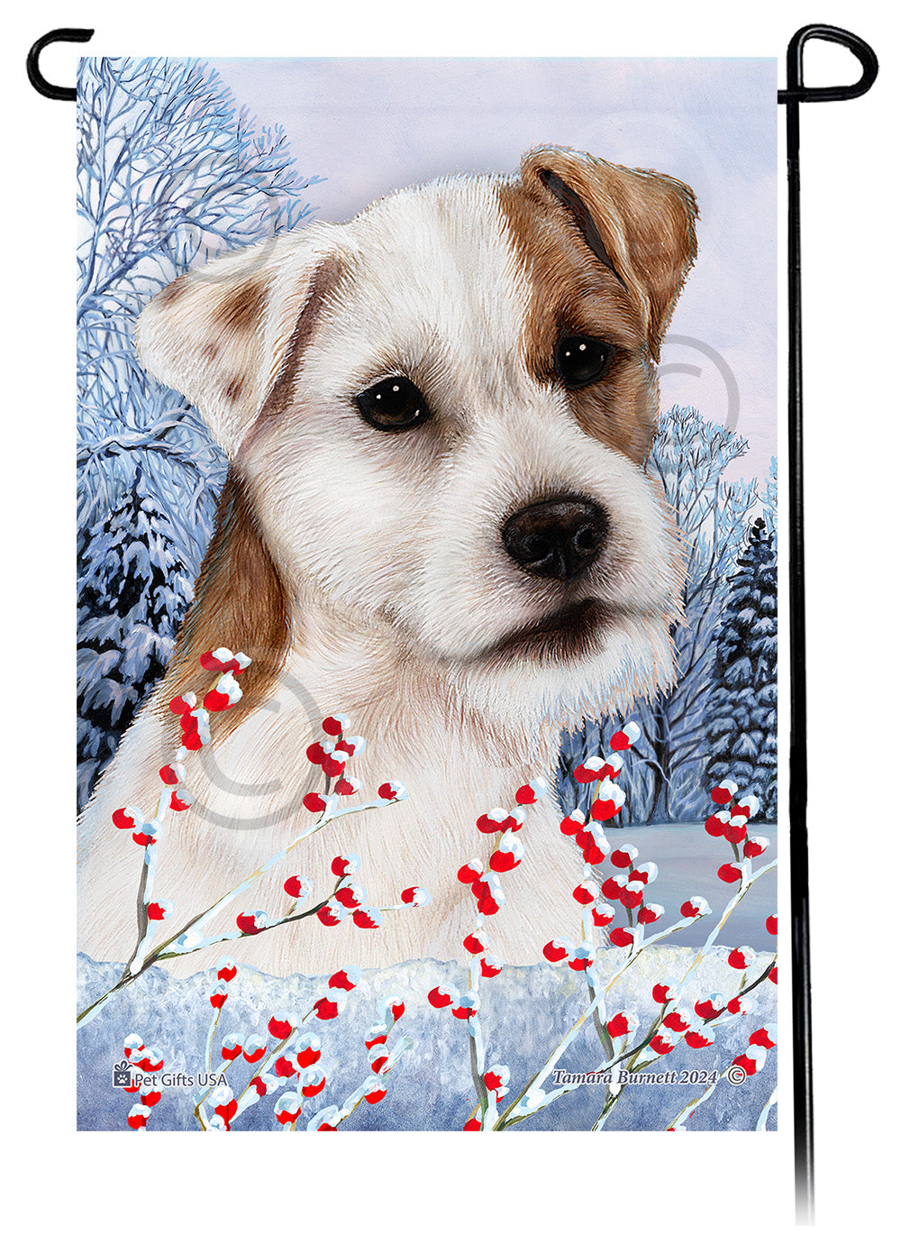 Jack Russell Terrier Winterberries - Garden Flag