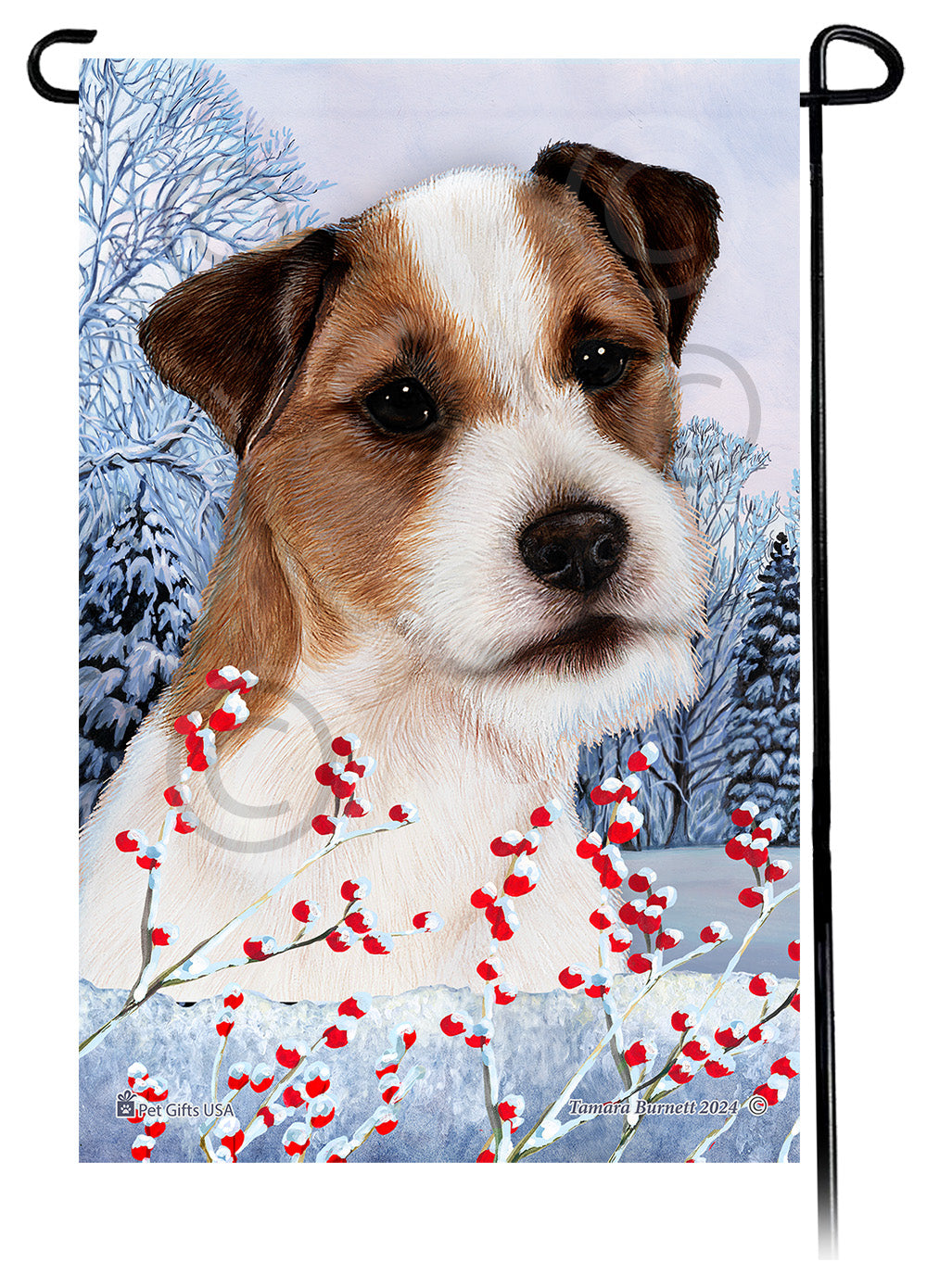 Jack Russell Terrier Winterberries - Garden Flag