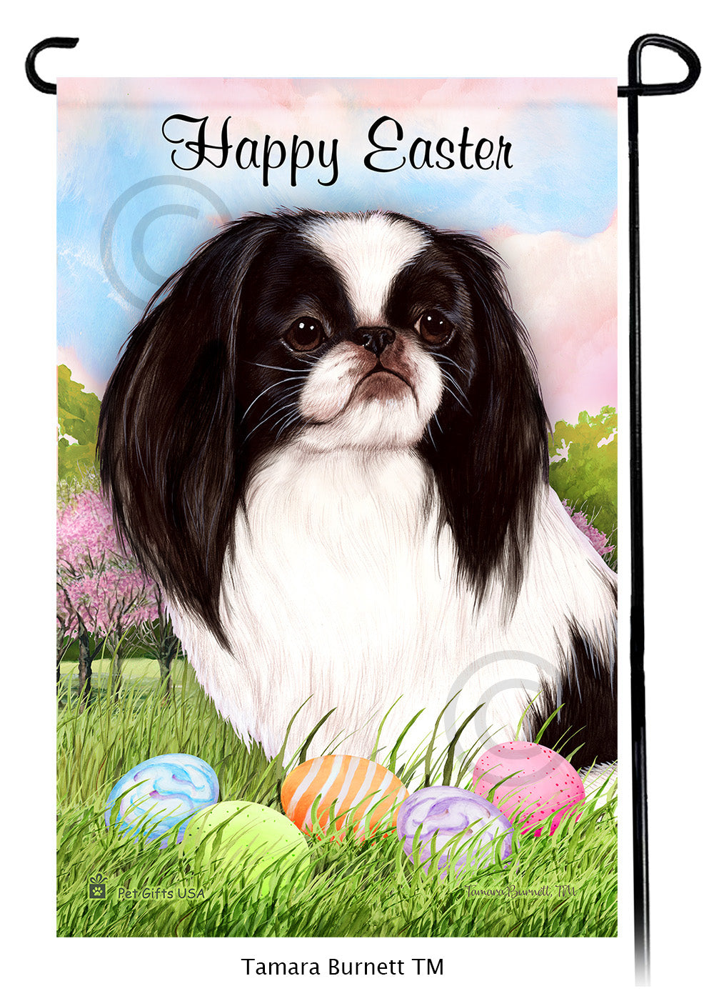 Japanese Chin Happy Easter Garden Flags