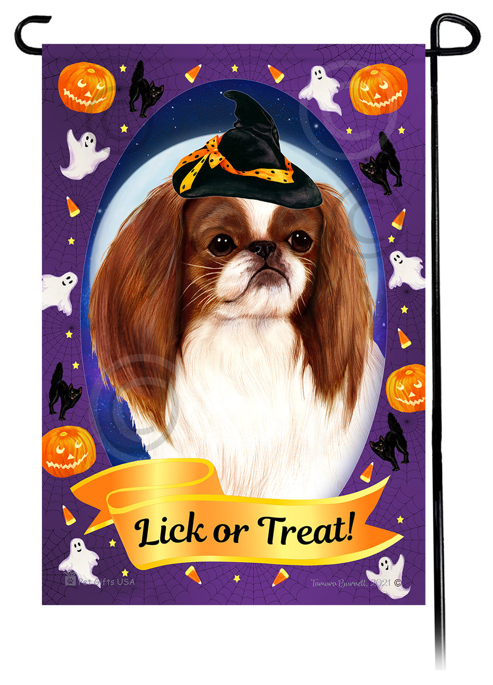 Japanese Chin Halloween Howls - Garden Flag