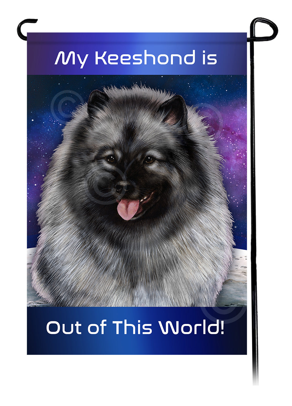 Keeshond Out Of This World Garden Flags