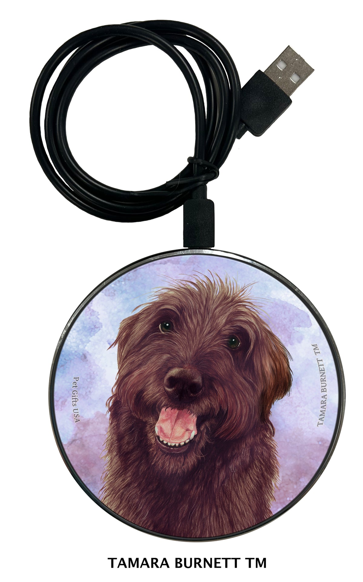 Labradoodle Chocolate Shaggy Cut Zoomies Wireless Charger
