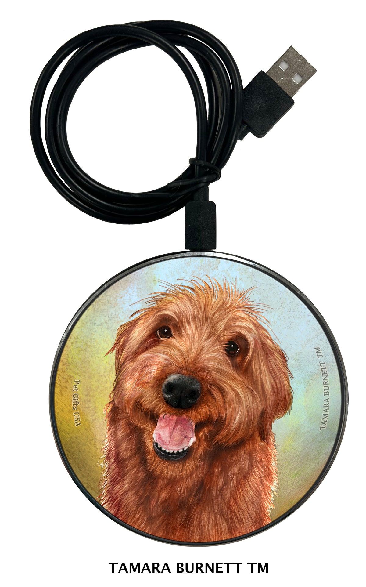 Labradoodle Red Shaggy Cut Zoomies Wireless Charger