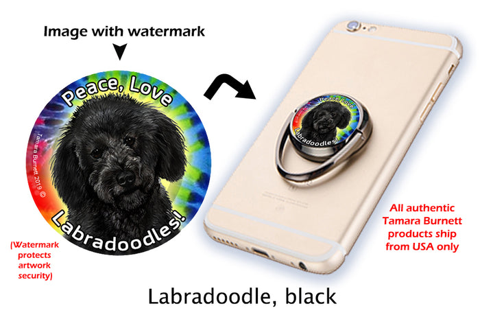 Labradoodle Black Phone Stand