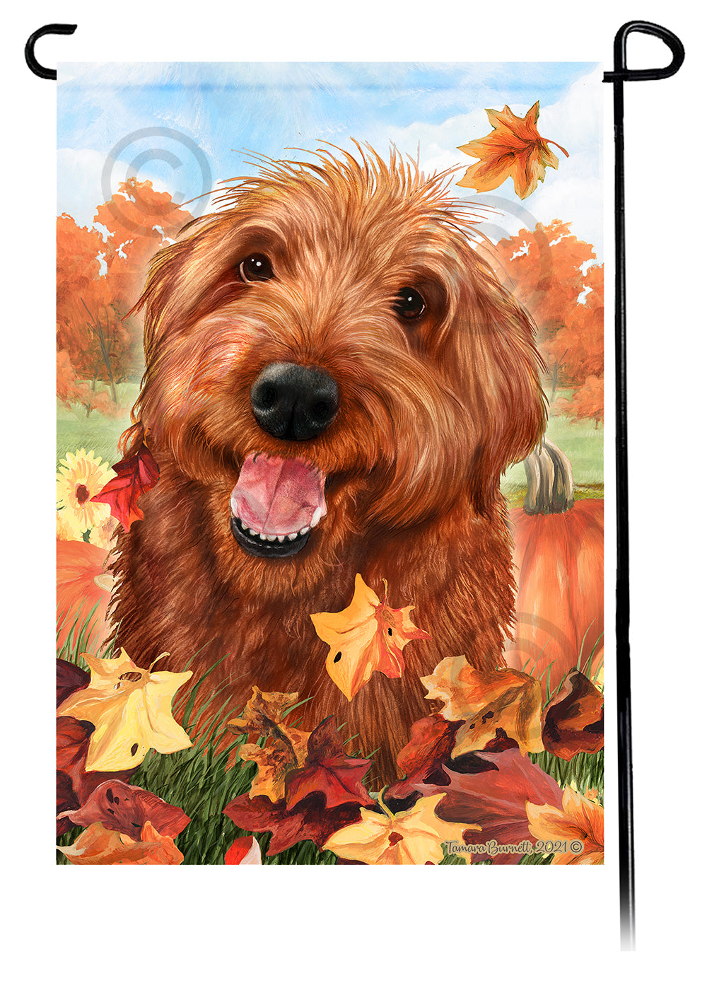 Labradoodle Falling Leaves - Garden Flag