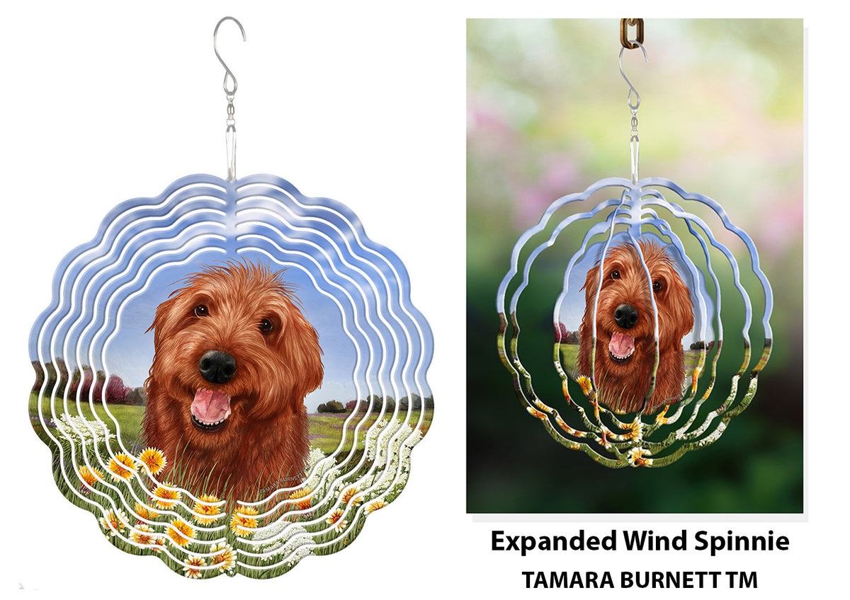 Labradoodle Red Shaggy Cut Wind Spinner