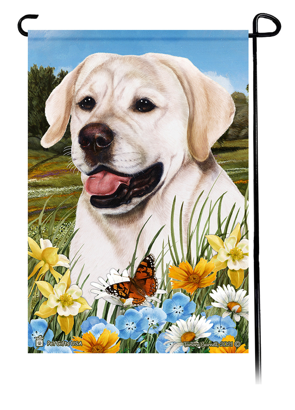 Labrador Retriever Summer Flowers - Garden Flag