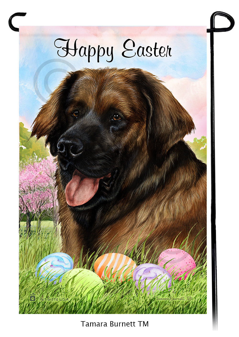 Leonberger Happy Easter Garden Flags