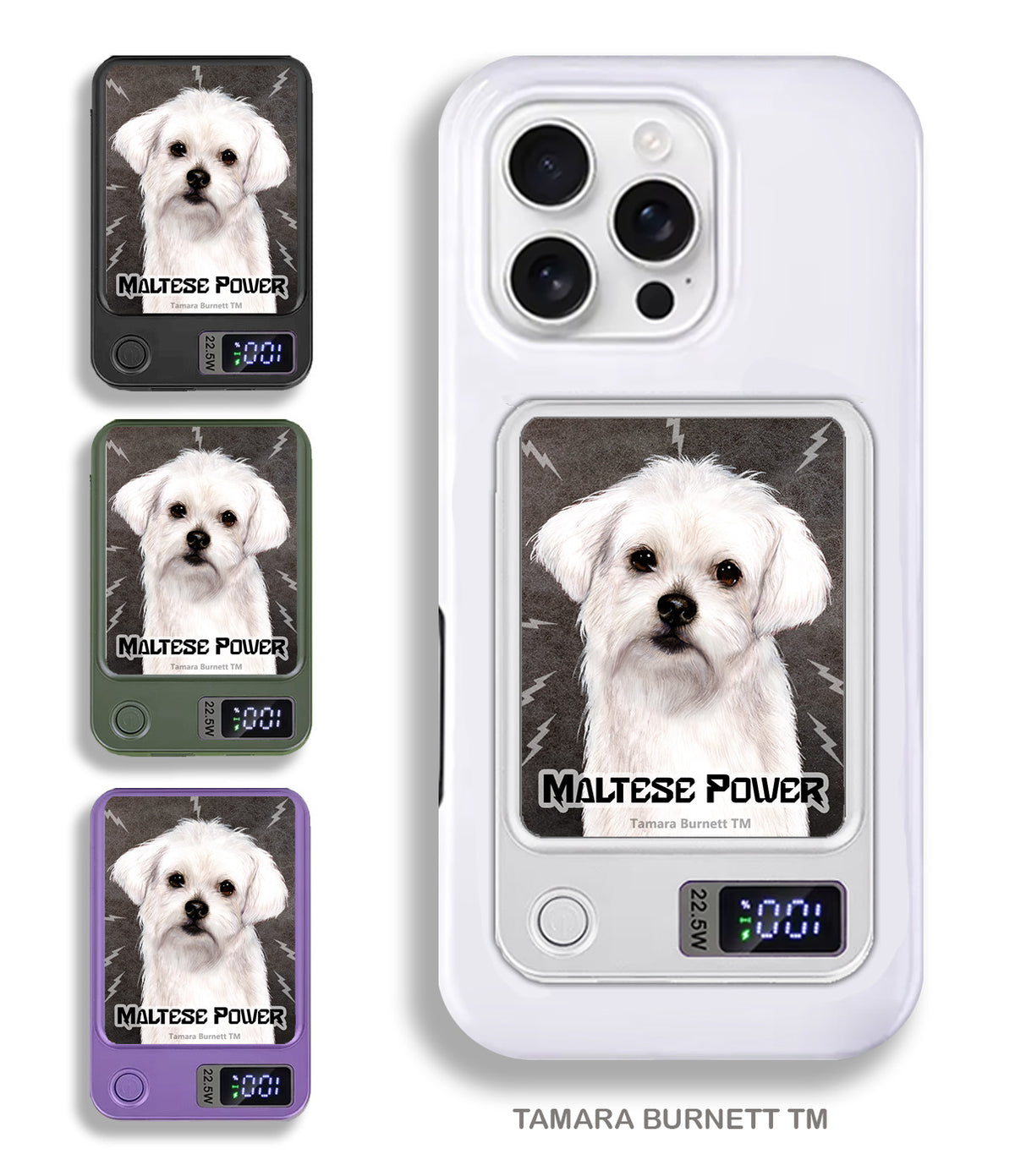 Maltese Puppy Cut Phone Bank Wireless Charger