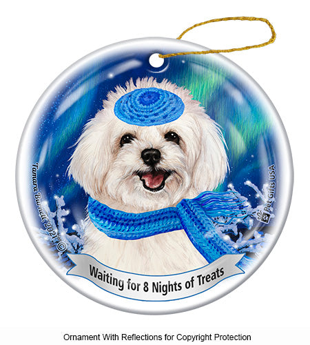 Maltipoo White Hanukkah Ornament