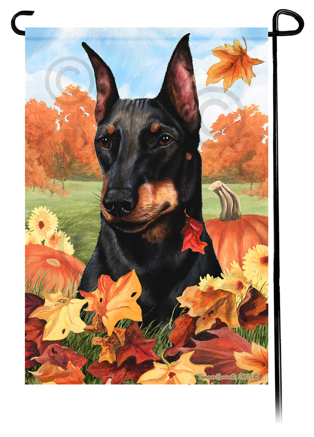 Manchester Terrier Falling Leaves Garden Flags