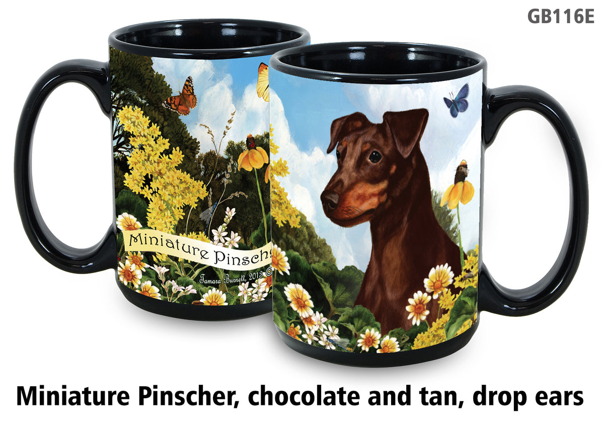 Miniature Pinscher Chocolate Uncropped - Garden Party Fun Mug 15 oz