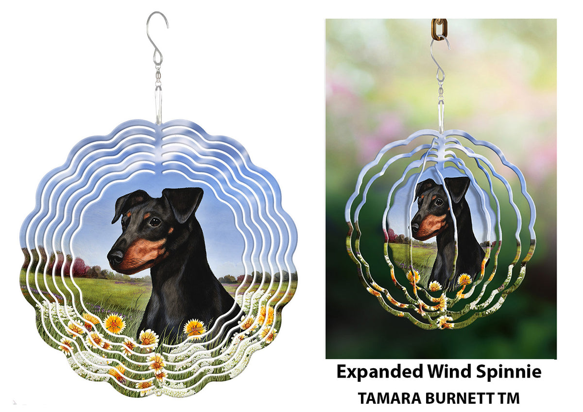 Miniature Pinscher Uncropped Black and Tan Wind Spinner