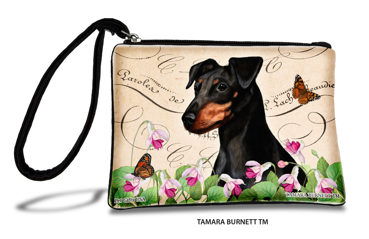Min Pin Uncropped Black And Tan Zippees Pet Pouch