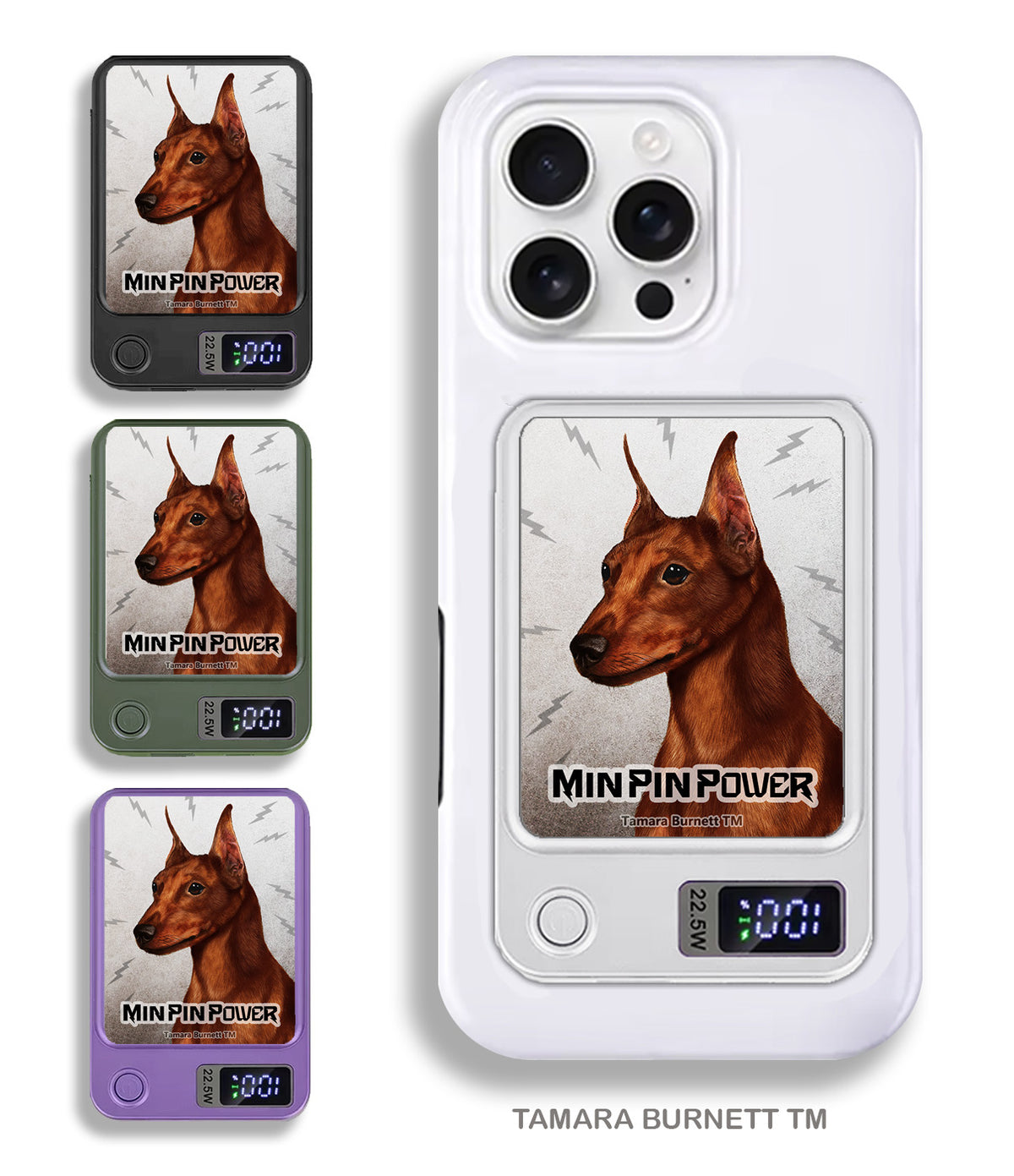 Miniature Pinscher Cropped Red Phone Bank Wireless Charger