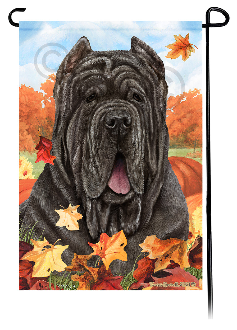 Neapolitan Mastiff Falling Leaves - Garden Flag