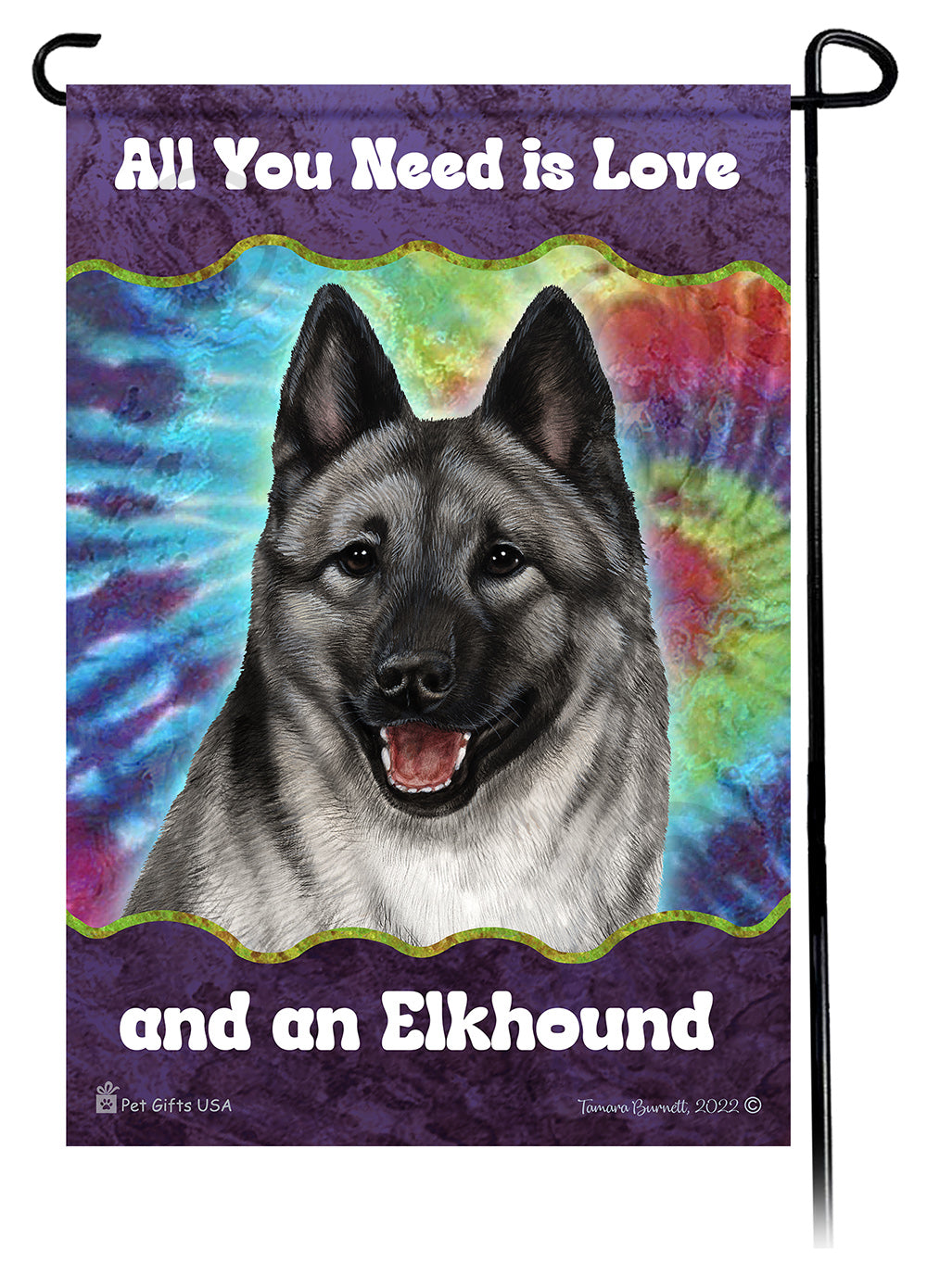 Norwegian Elkhound All You Need Is Love Garden Flags