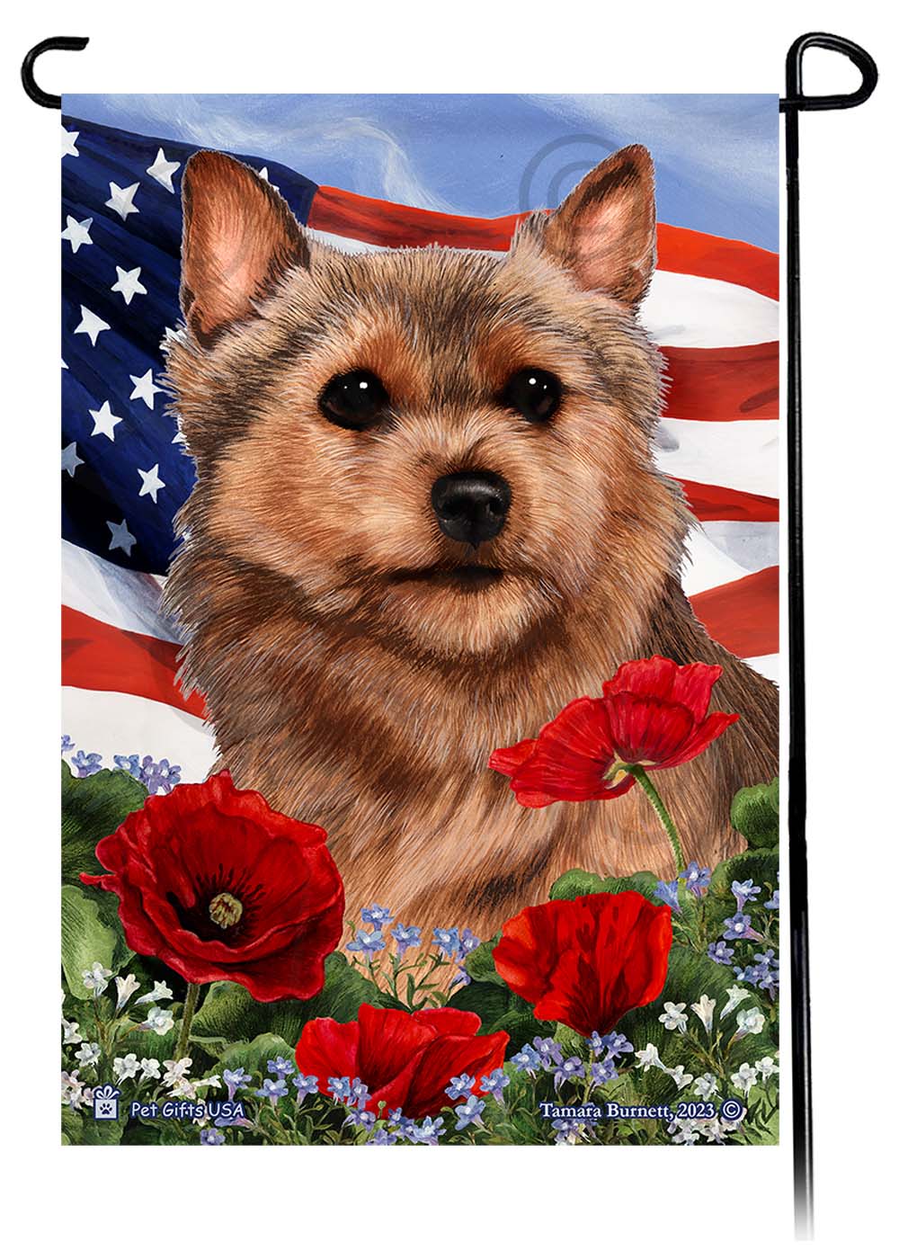 Norwich Terrier Patriotic Flowers - Garden Flag