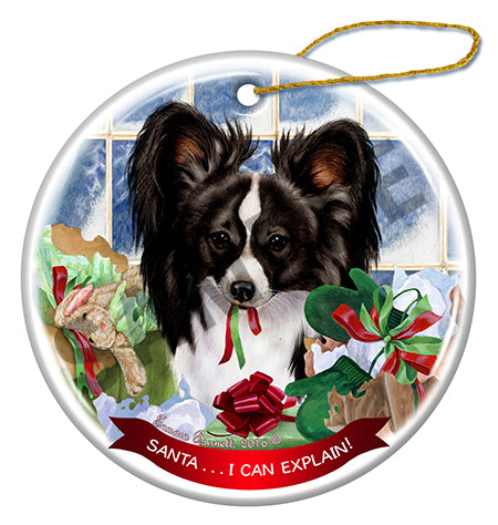 Papillon Black and White Ornament