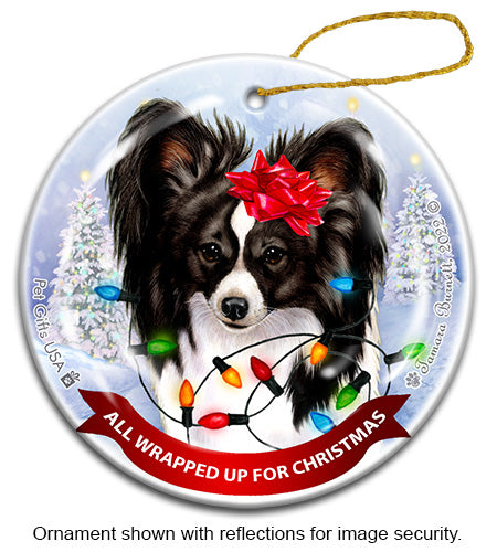 Papillon Black and White Ornament