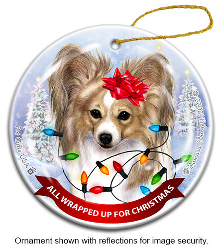 Papillon Lemon & White Ornament