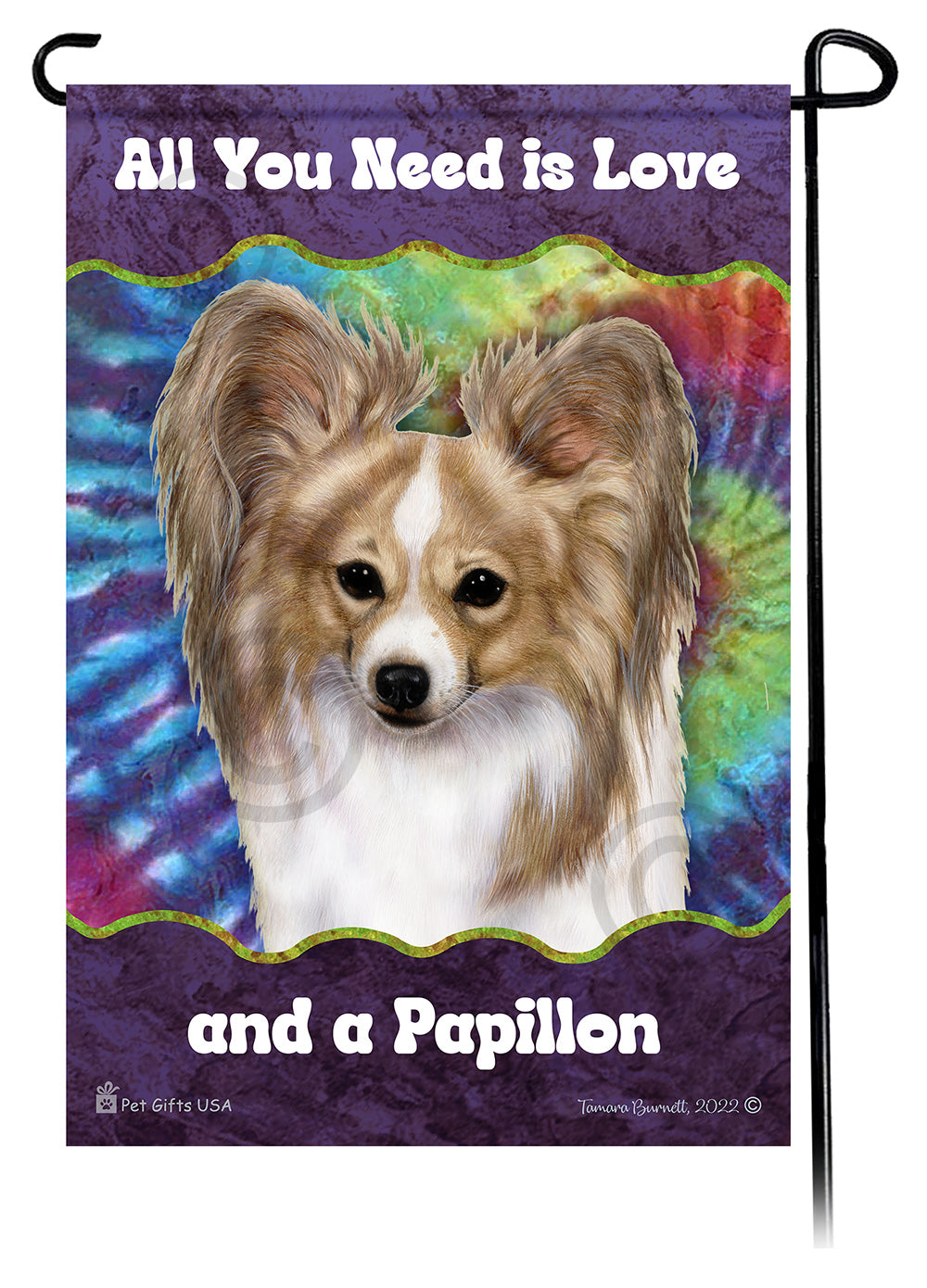 Papillon All You Need Is Love Garden Flag