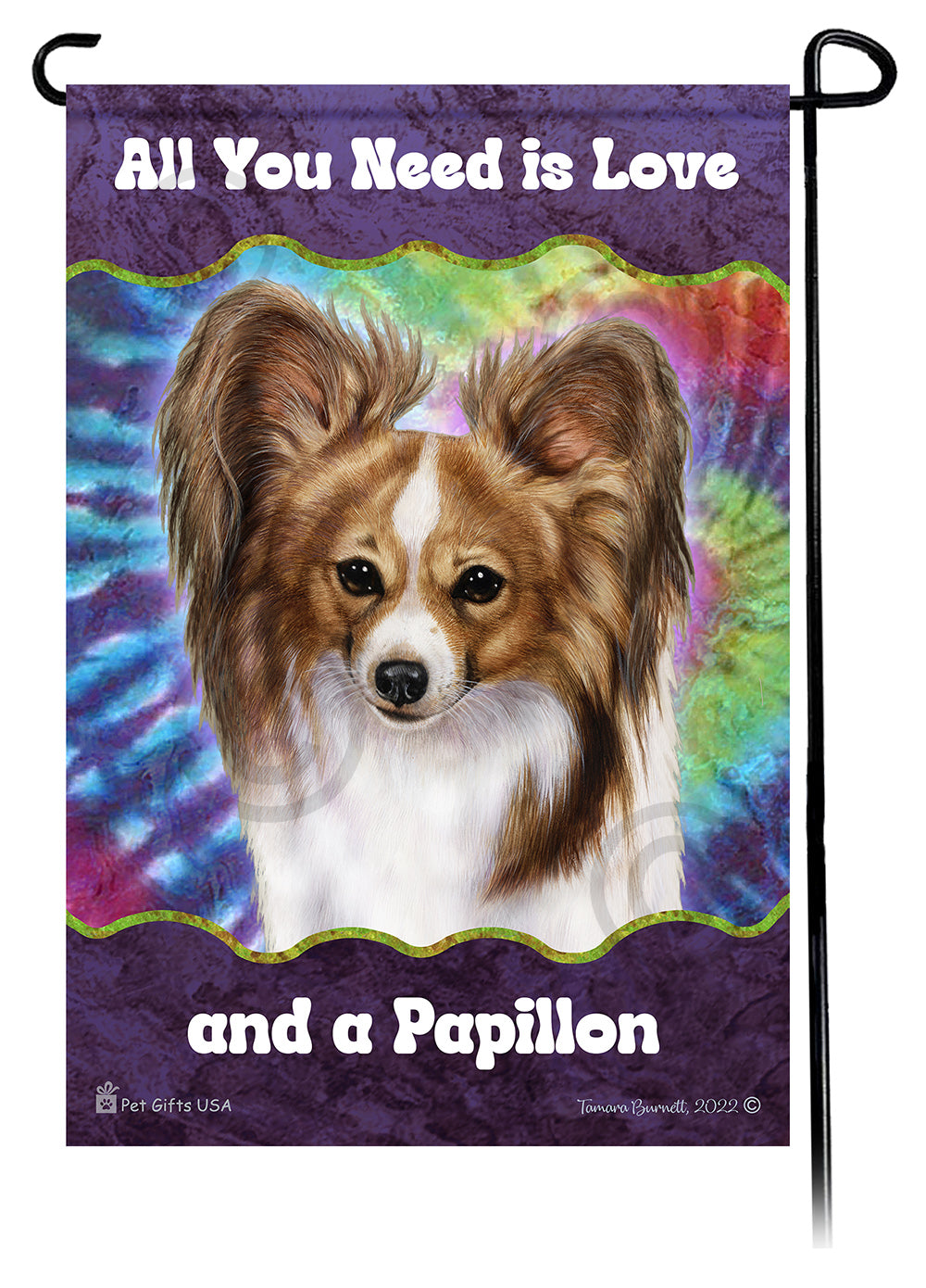 Papillon All You Need Is Love Garden Flag