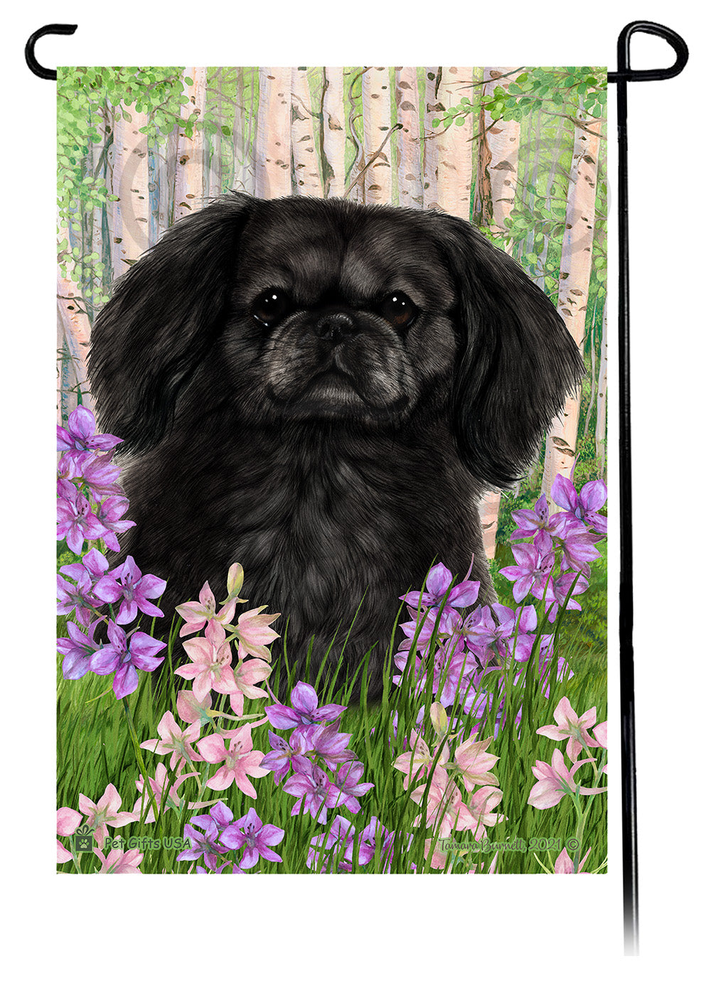 Pekingese Spring Flowers Garden Flags