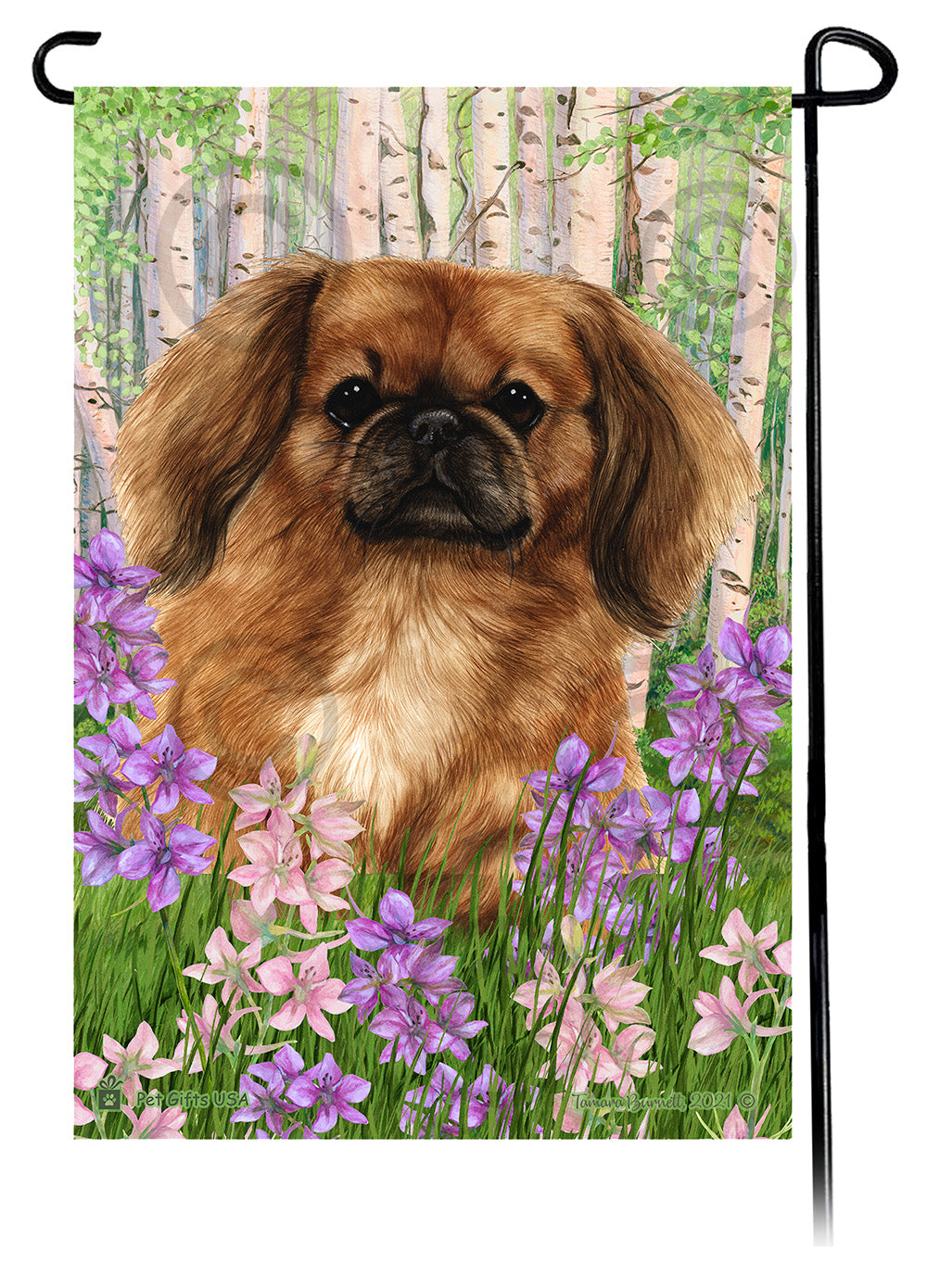 Pekingese Spring Flowers - Garden Flag