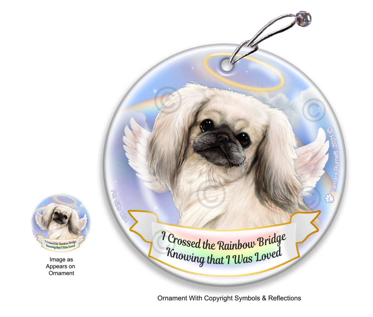 Pekingese White Ornament