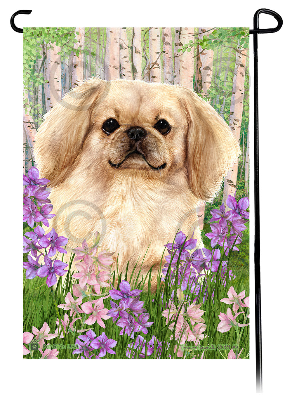 Pekingese Spring Flowers - Garden Flag