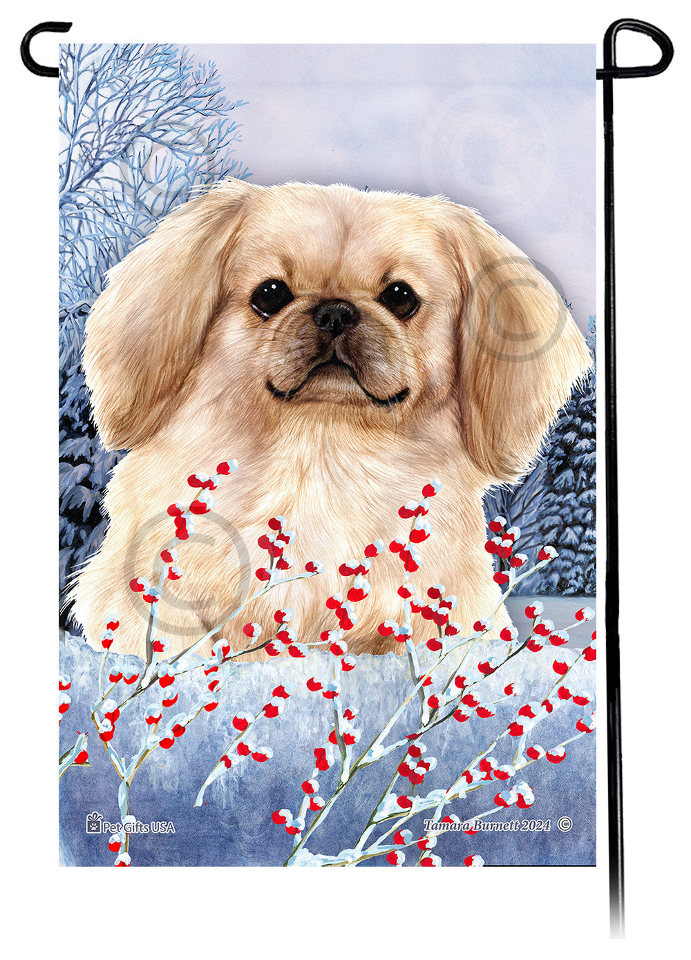 Pekingese Winterberries - Garden Flag