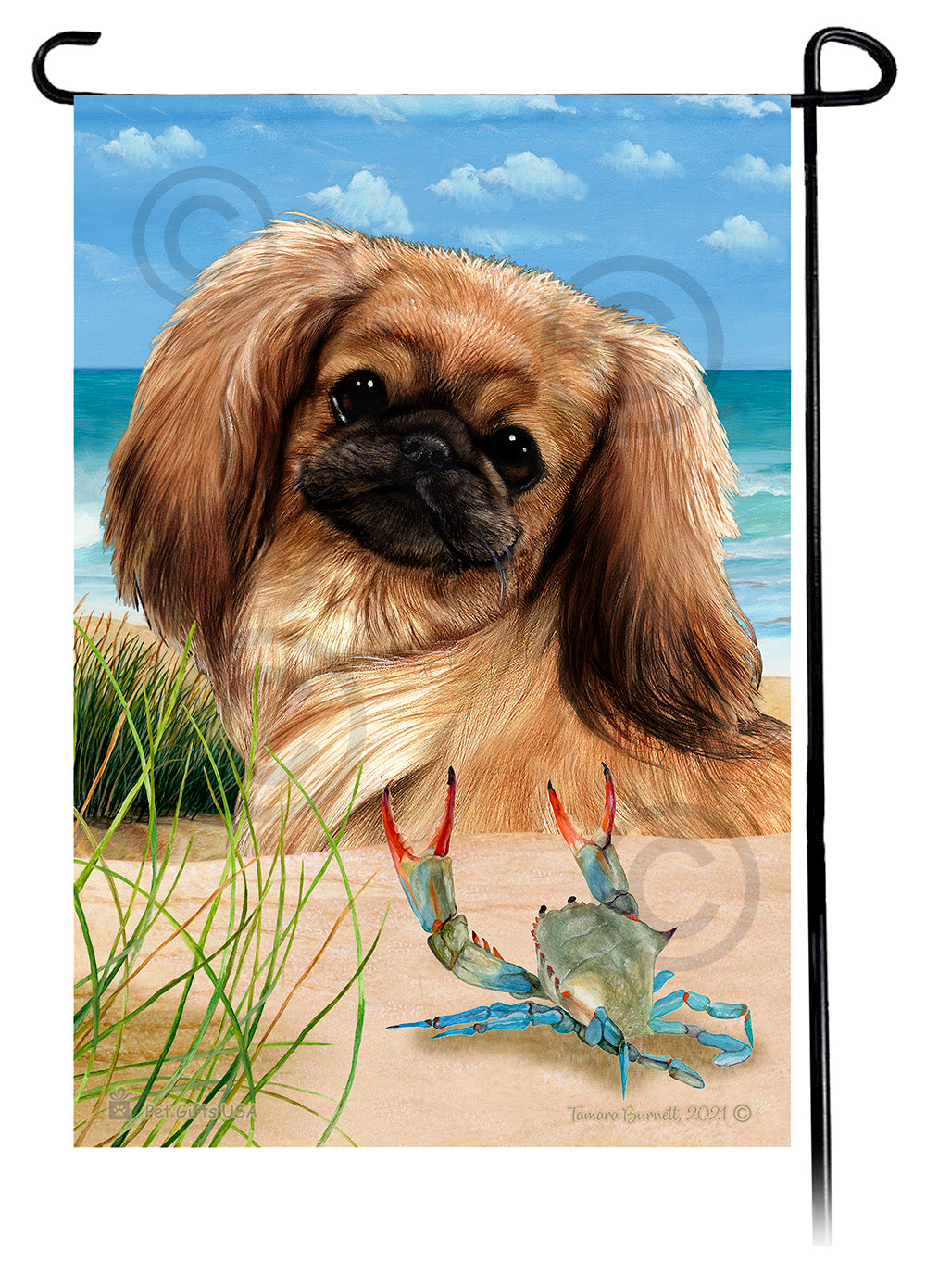 Pekingese Summer Flowers Garden Flag