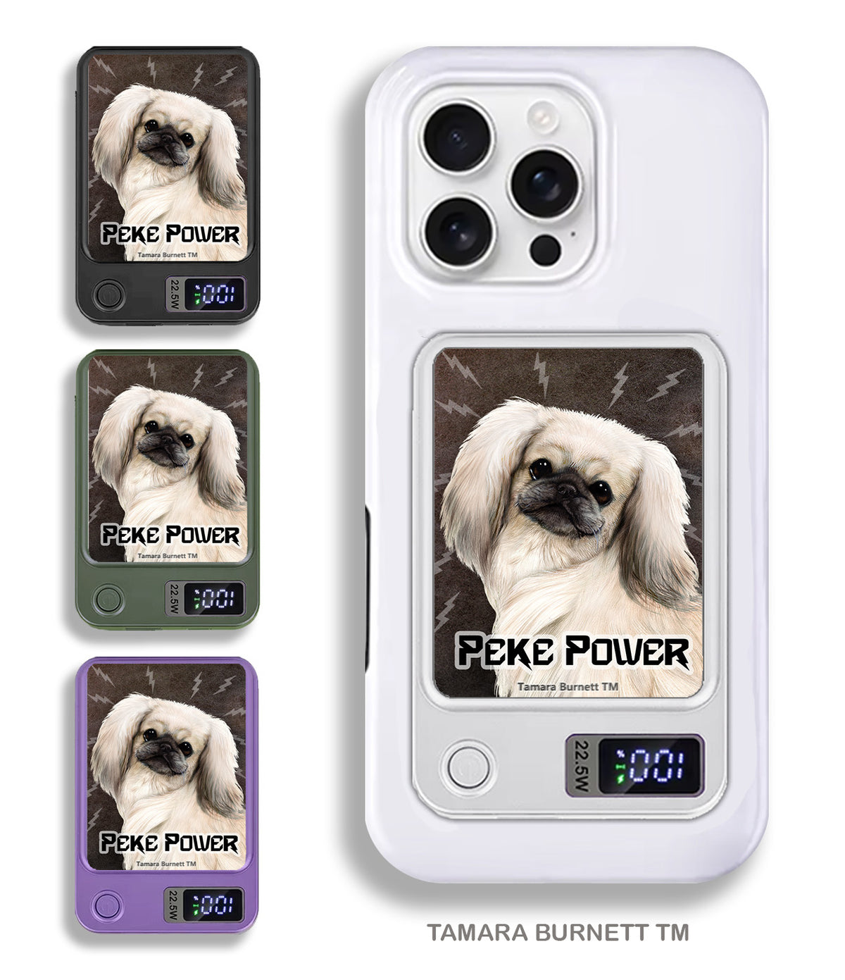 Pekingese White Phone Bank Wireless Charger