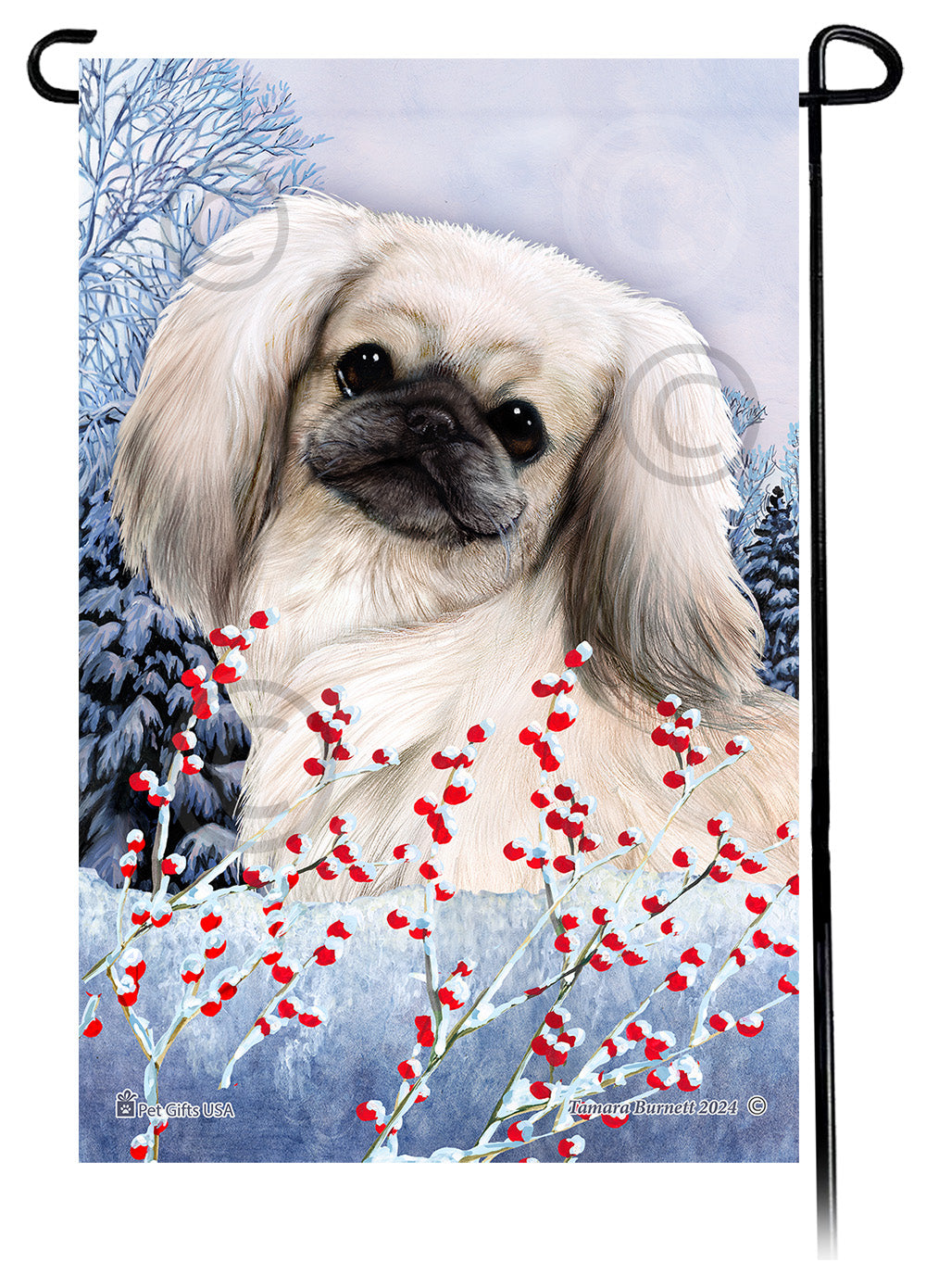 Pekingese Winterberries - Garden Flag