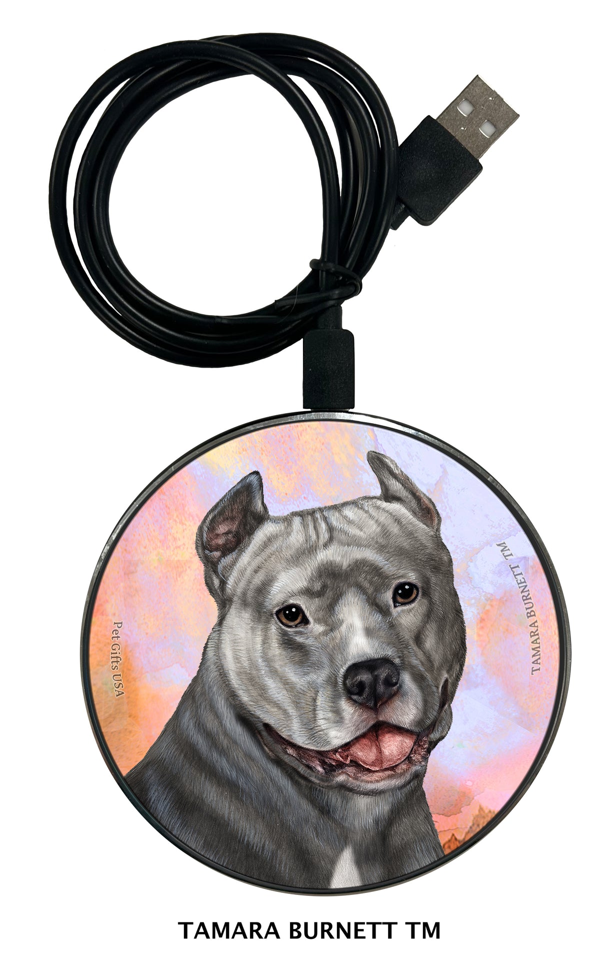 Pit Bull Blue Cropped Zoomies Wireless Charger