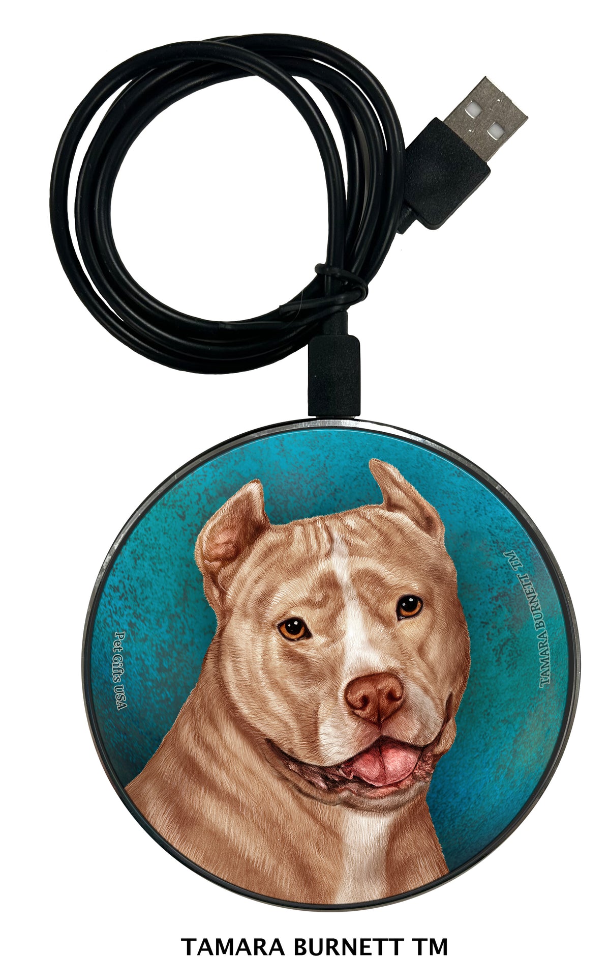 Pit Bull Cream and White Cropped Zoomies Wireless Charger