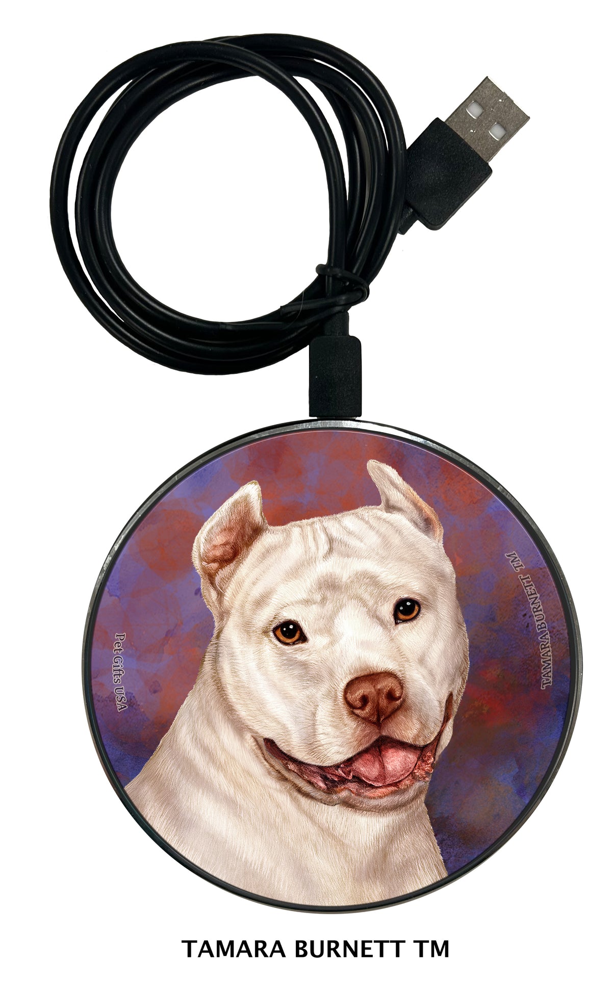 Pit Bull White Cropped Zoomies Wireless Charger