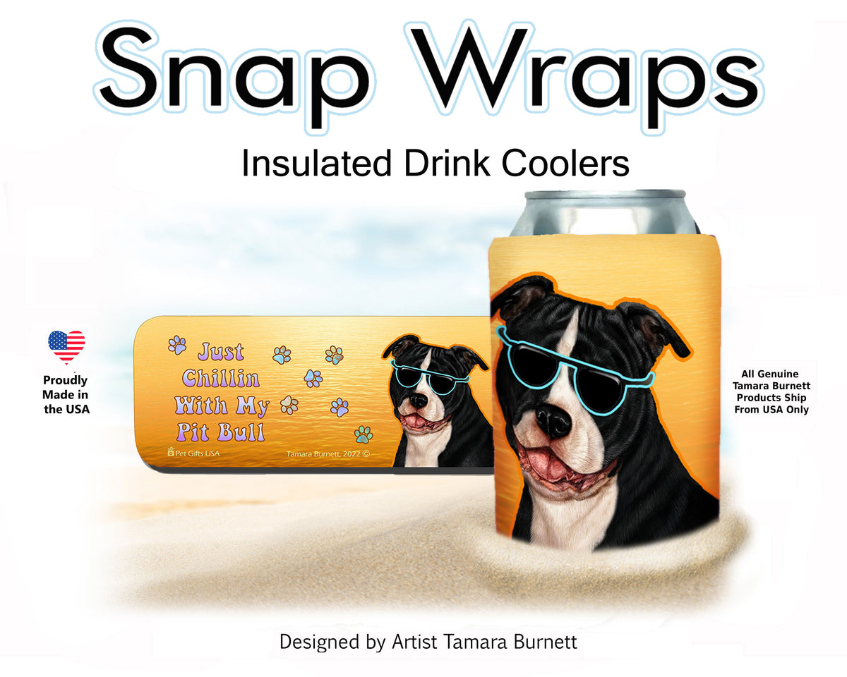Pit Bull Black and White Uncropped Snap Wrap Cozy