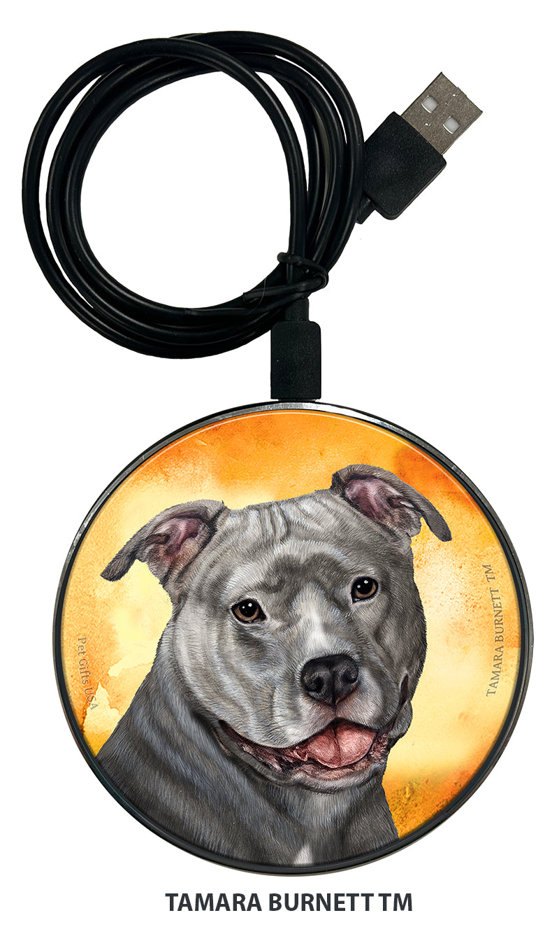 Pit Bull Blue Uncropped Zoomies Wireless Charger