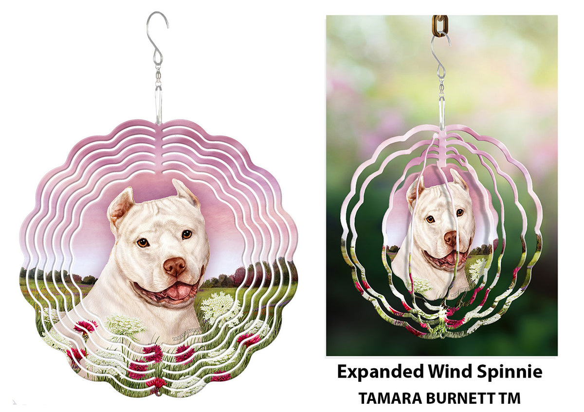Pit Bull White Cropped Wind Spinner