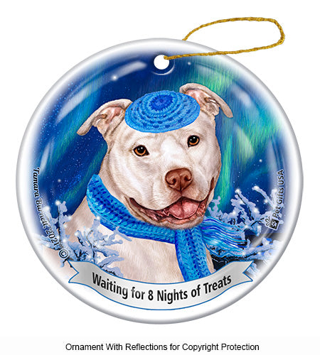 Pit Bull Uncropped White Ornament