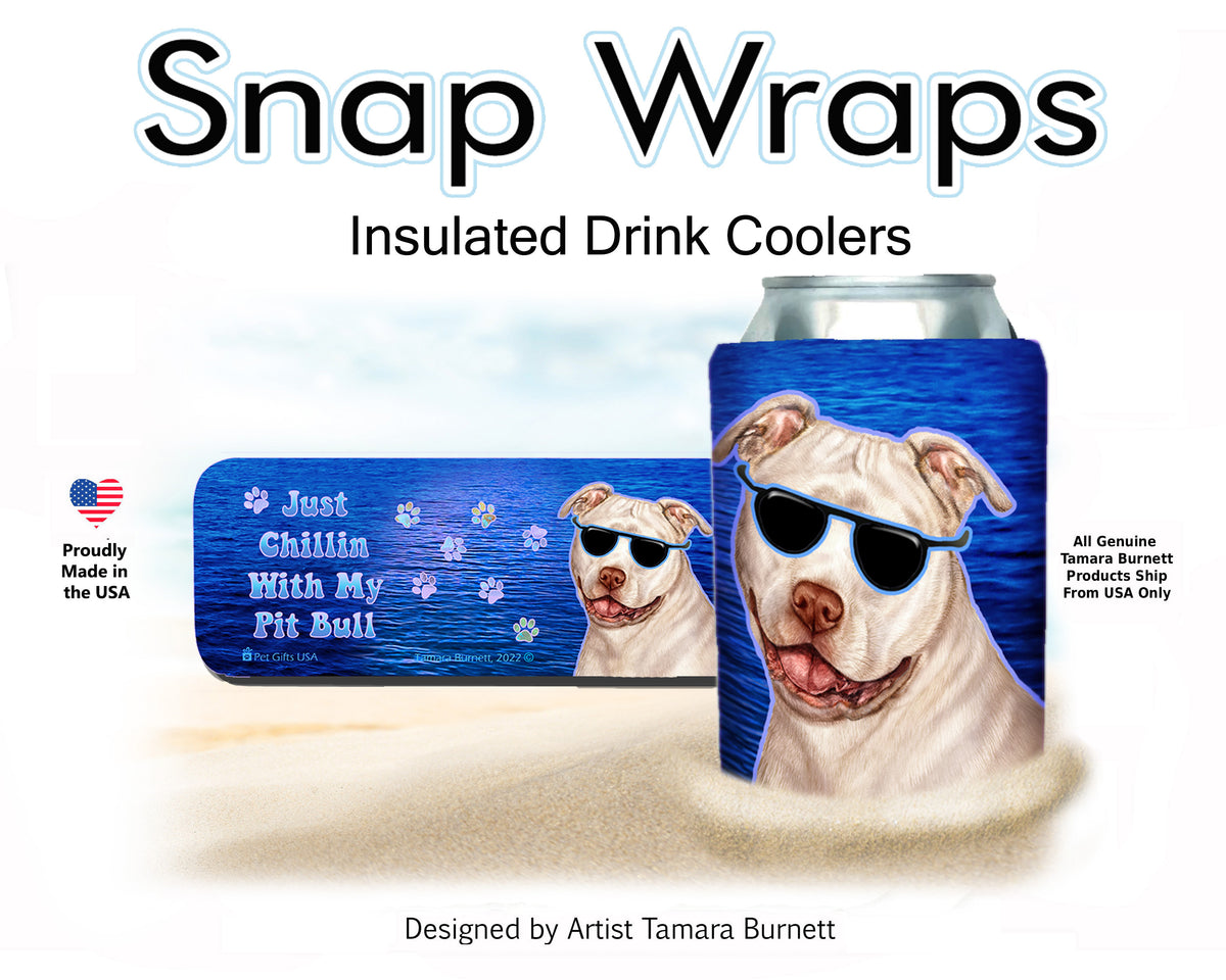Pit Bull White Uncropped Snap Wrap Cozy